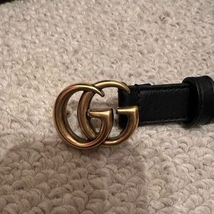 Gucci Black Belt with Gold GG Buckle
